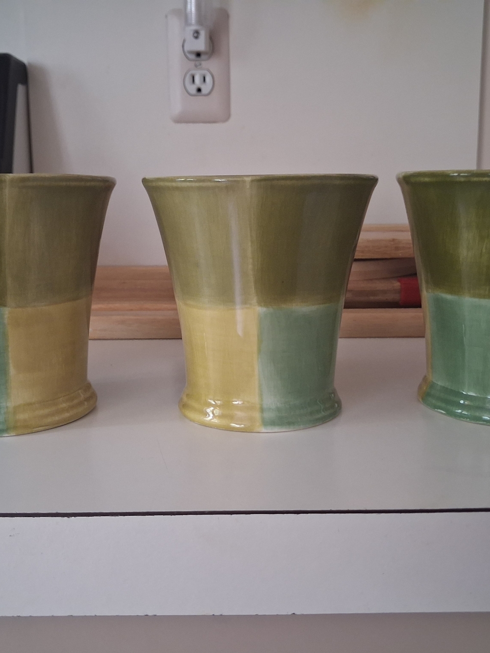 Handmade Ceramic Mug Trio - Olive, Yellow, Seafoam